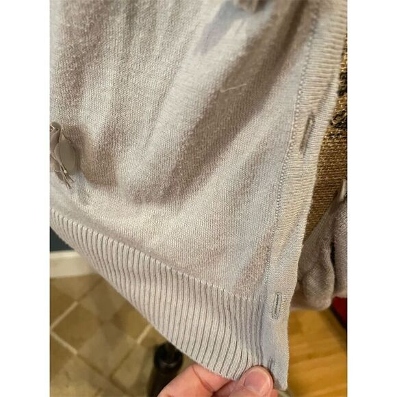 Ann Taylor Loft Women's XL Beige Floral Appliqué Cardigan Sweater - Picture 4 of 13